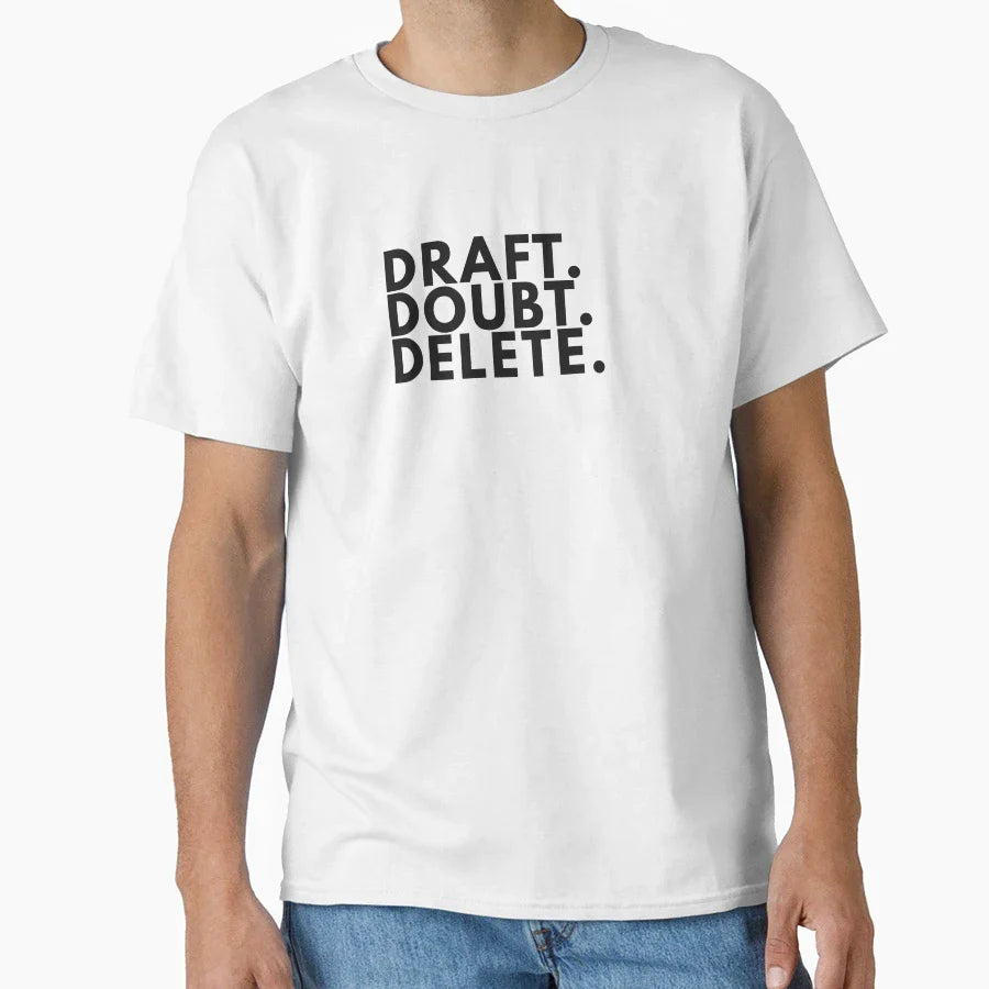 Draft Doubt Delete Minimalist T-Shirt - Casual Everyday Wear for Adults