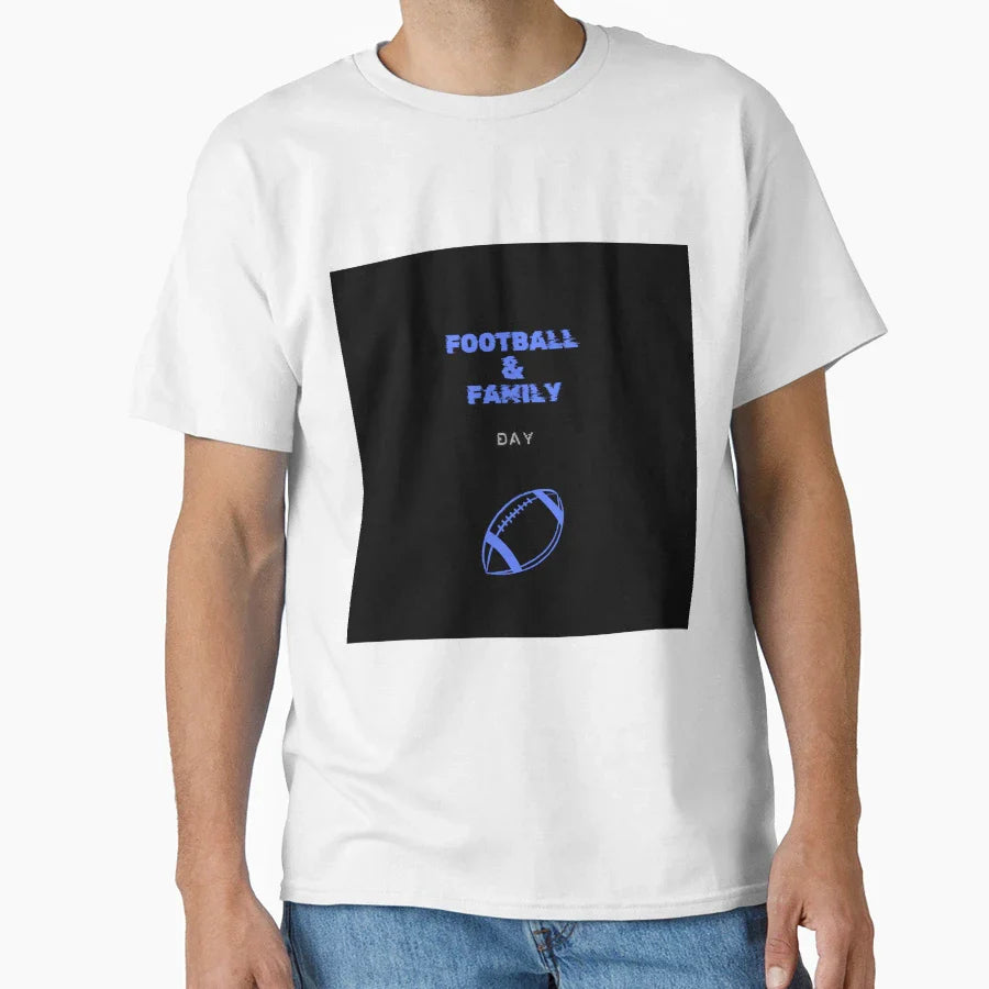 Football Family Blue T-Shirt - Graphic Print for Adults