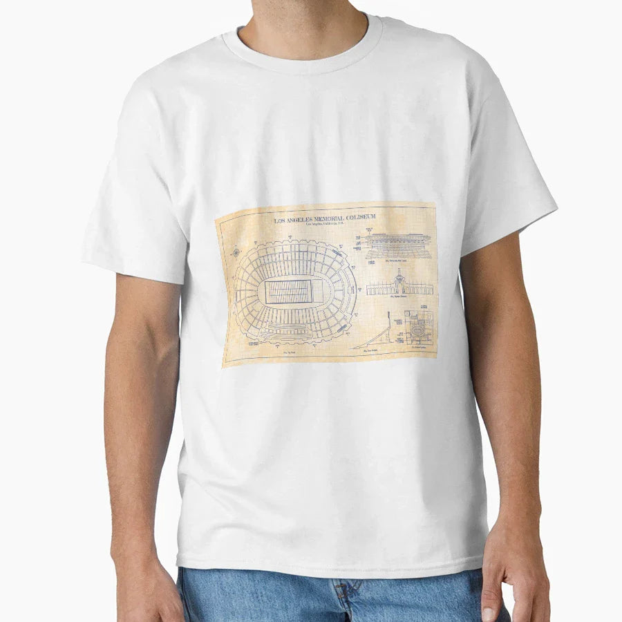 Los Angeles Memorial Coliseum Old Blue T-Shirt - Minimalist Print Unisex