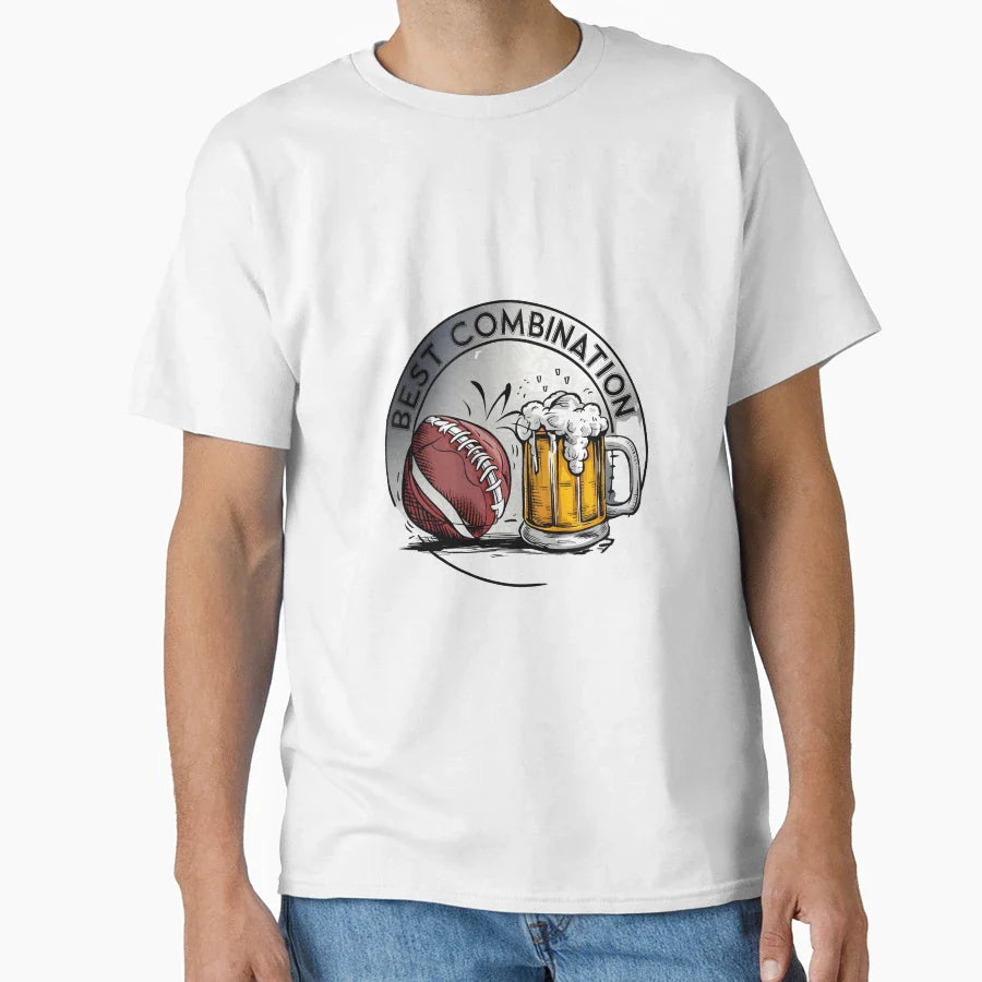 Best Combination Beer And Football T-Shirt - Fun Novelty Design for Adults