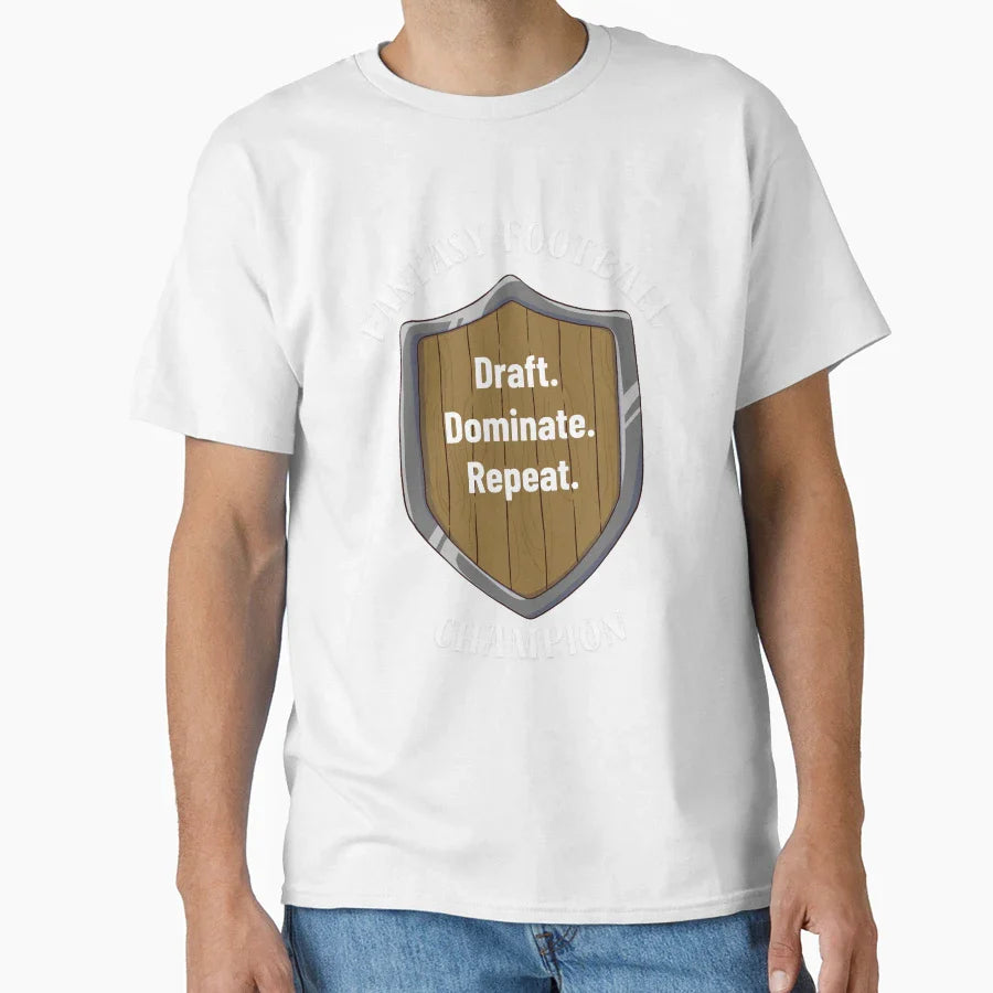 Draft Dominate Repeat Fantasy Football T-Shirt - Streetwear Style Men Women