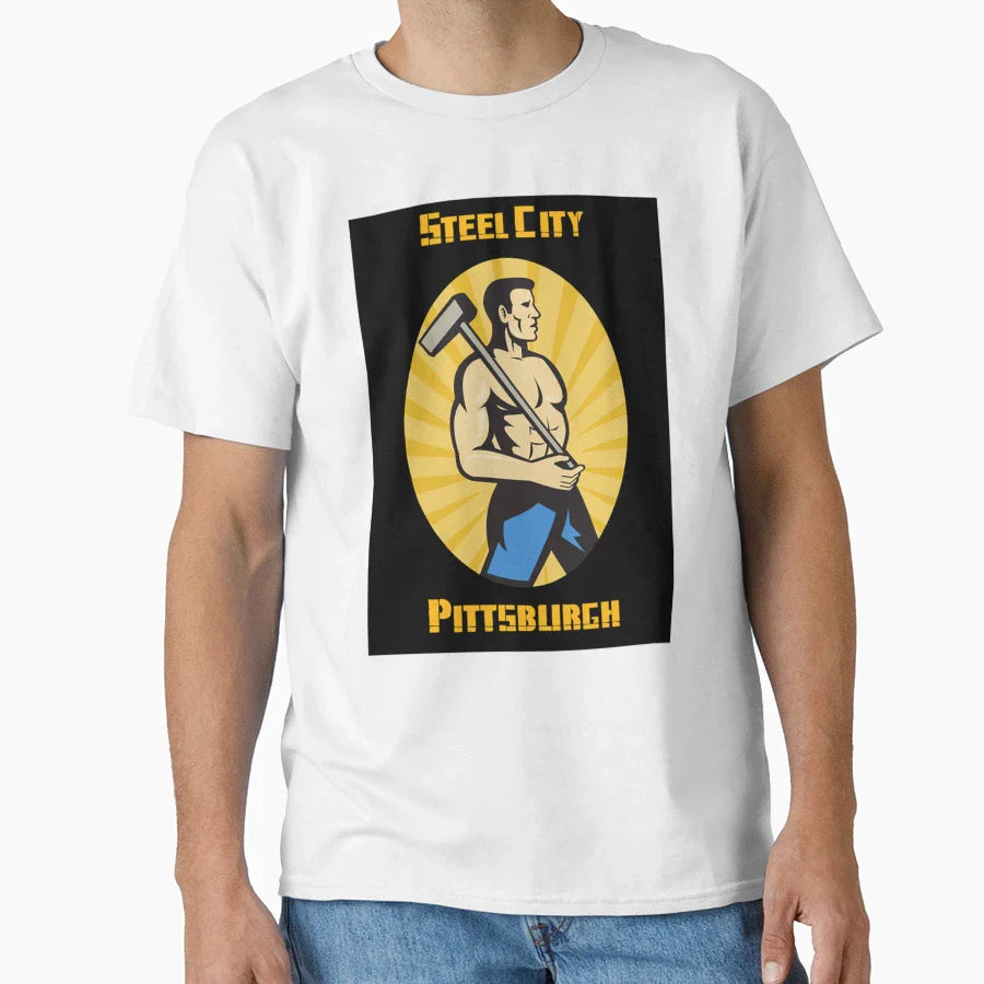 Pennsylvania Pittburgh Black And Gold T-Shirt - Novelty Apparel for Adults
