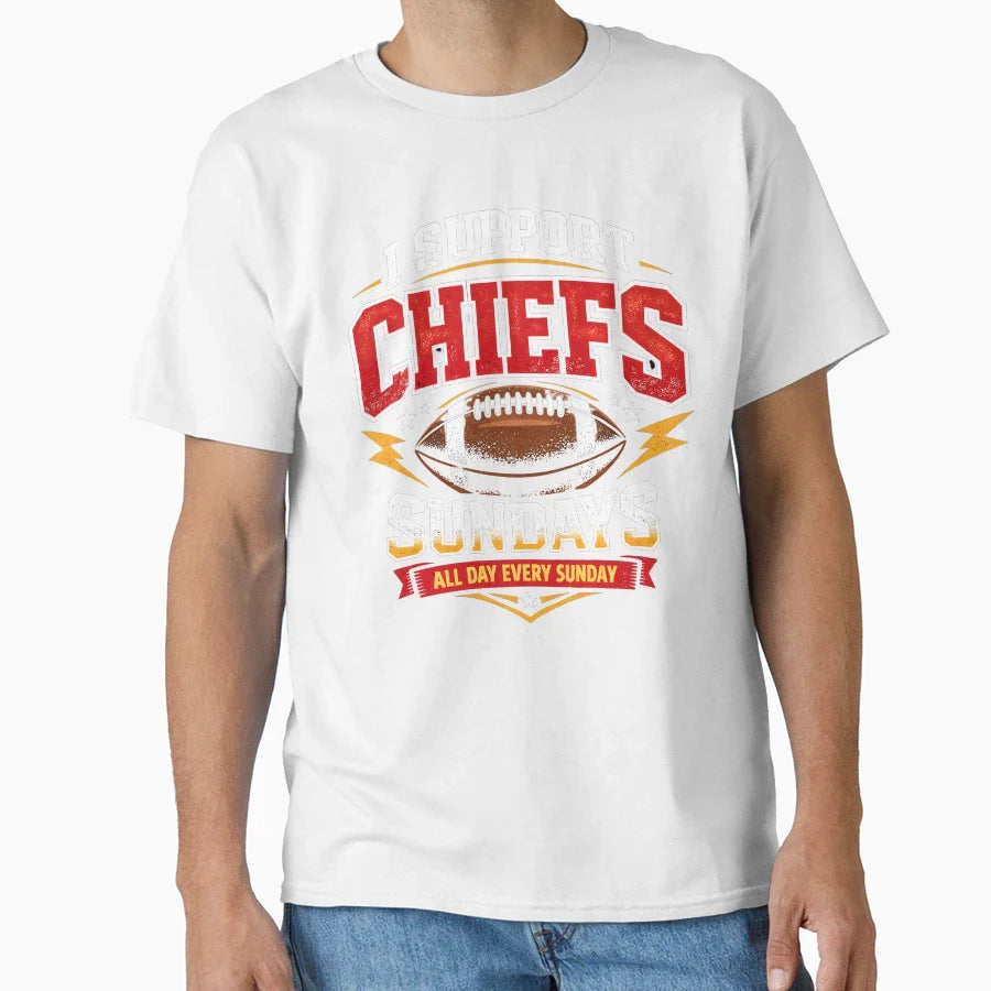 I Support Chiefs Sundays Game Day T-Shirt - Aesthetic Graphic Men Women