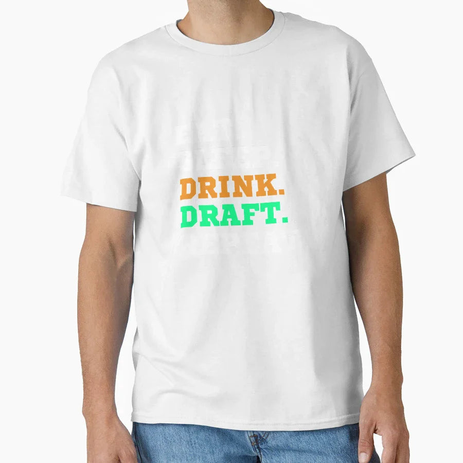 Eat Sleep Drink Draft Repeat White T-Shirt - Fun Novelty Design for Adults
