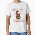 Merry Football Snowman Holiday Ugly T-Shirt - Custom Art Print for Adults