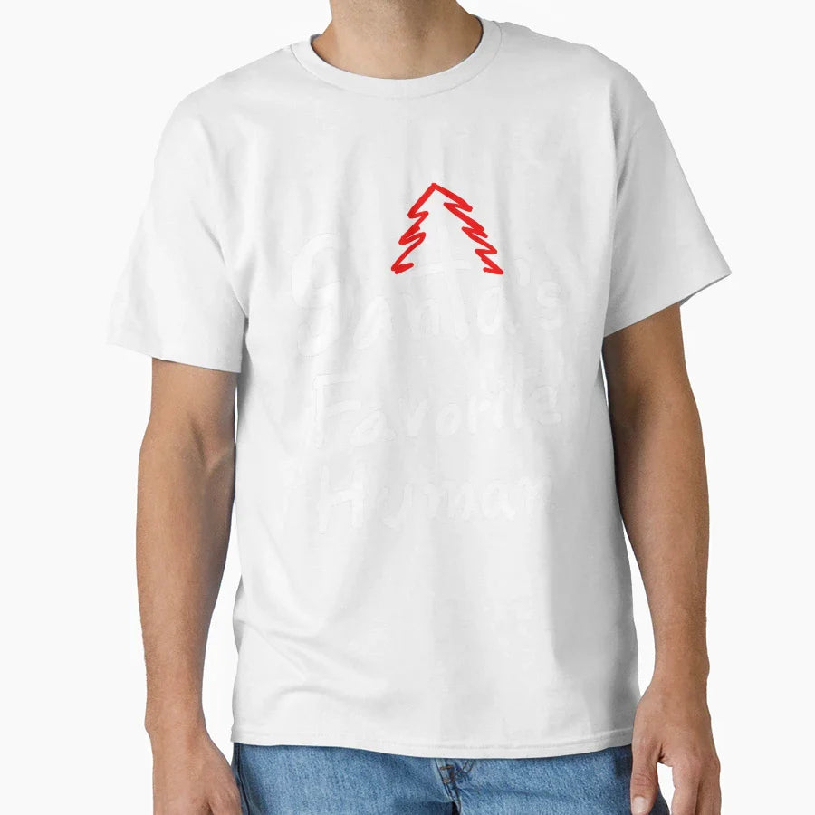 Santas Favorite Human Merry Custom T-Shirt - Novelty Apparel for Adults