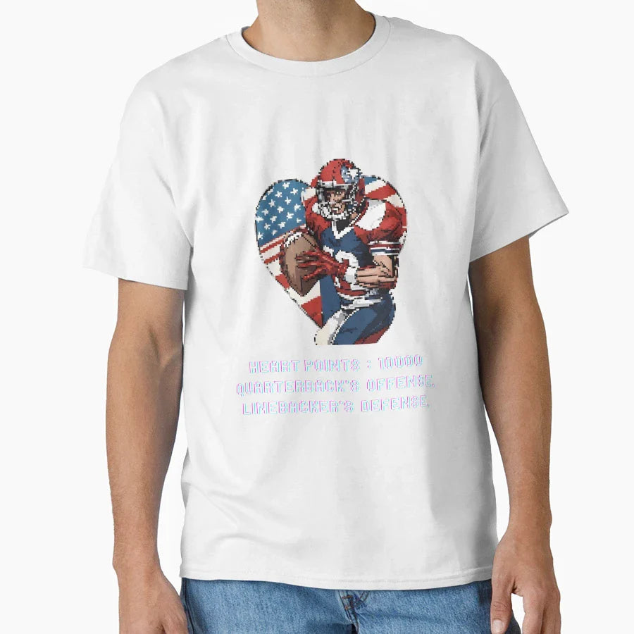 Valentines Day Football Video Game T-Shirt - Novelty Apparel for Adults