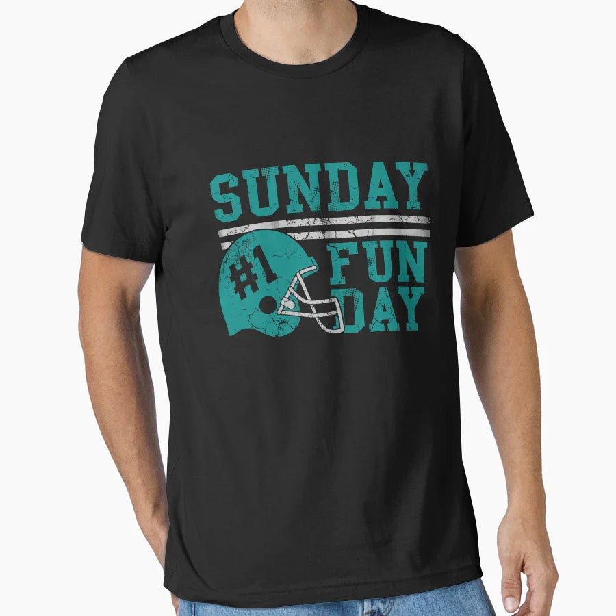 Sunday Funday Football Helmet T-Shirt - Graphic Print Unisex