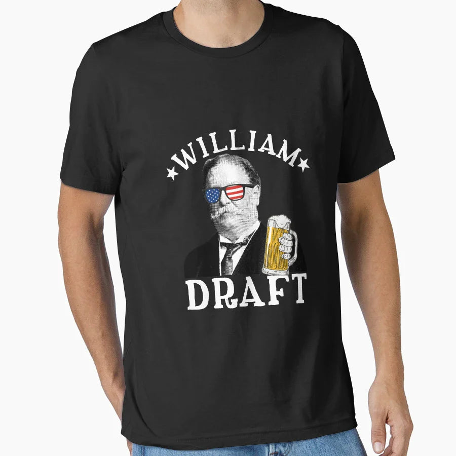 William Draft Drinking President William T-Shirt - Minimalist Print Unisex