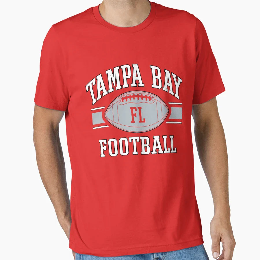 Tampa Bay Football Team Grey White Art T-Shirt - Trendy Graphic Men Women