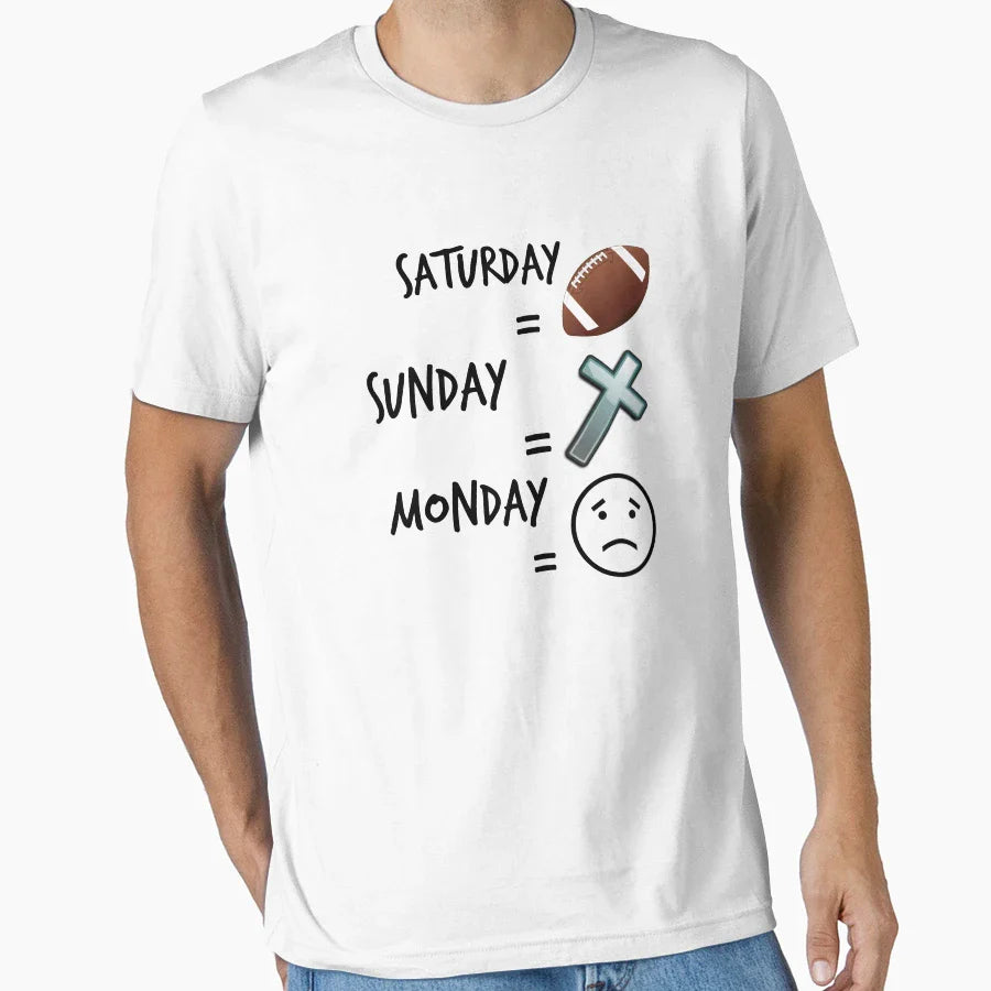 Like Football Love Jesus Hate Work T-Shirt - Novelty Apparel for Adults
