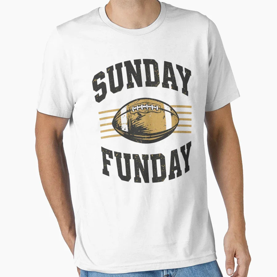 Sunday Funday Football Fun Football T-Shirt - Aesthetic Graphic Men Women