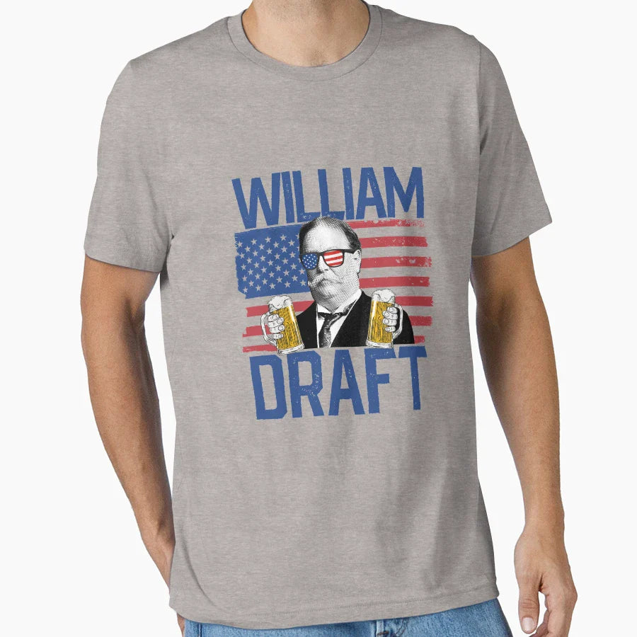 William Draft 4Th July Drinking T-Shirt - Fun Novelty Design Unisex