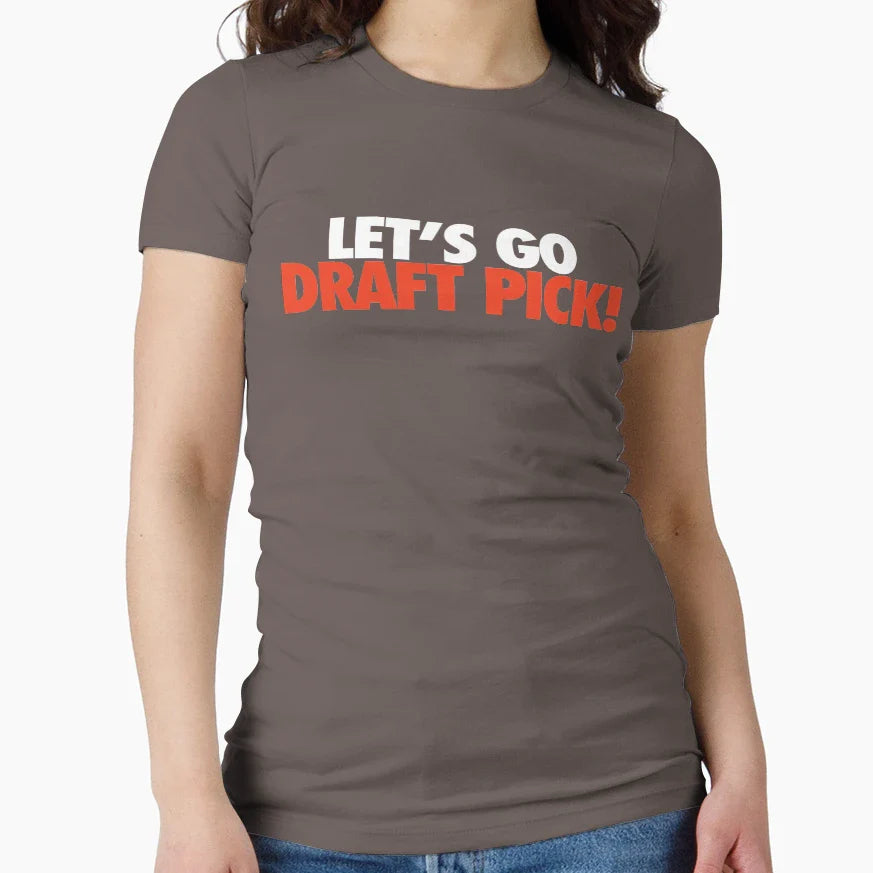 Lets Go Draft Pick Cle White Orange T-Shirt - Trendy Graphic Unisex