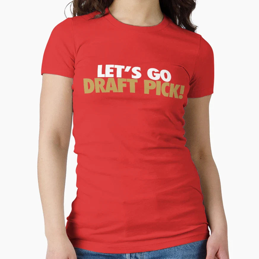 Lets Go Draft Pick Sf White Gold T-Shirt - Fun Novelty Design Unisex