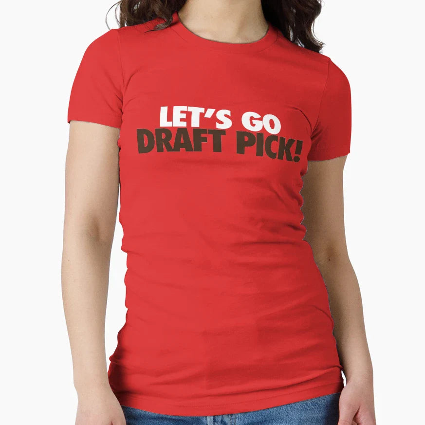 Lets Go Draft Pick Cle White Brown T-Shirt - Minimalist Print Unisex