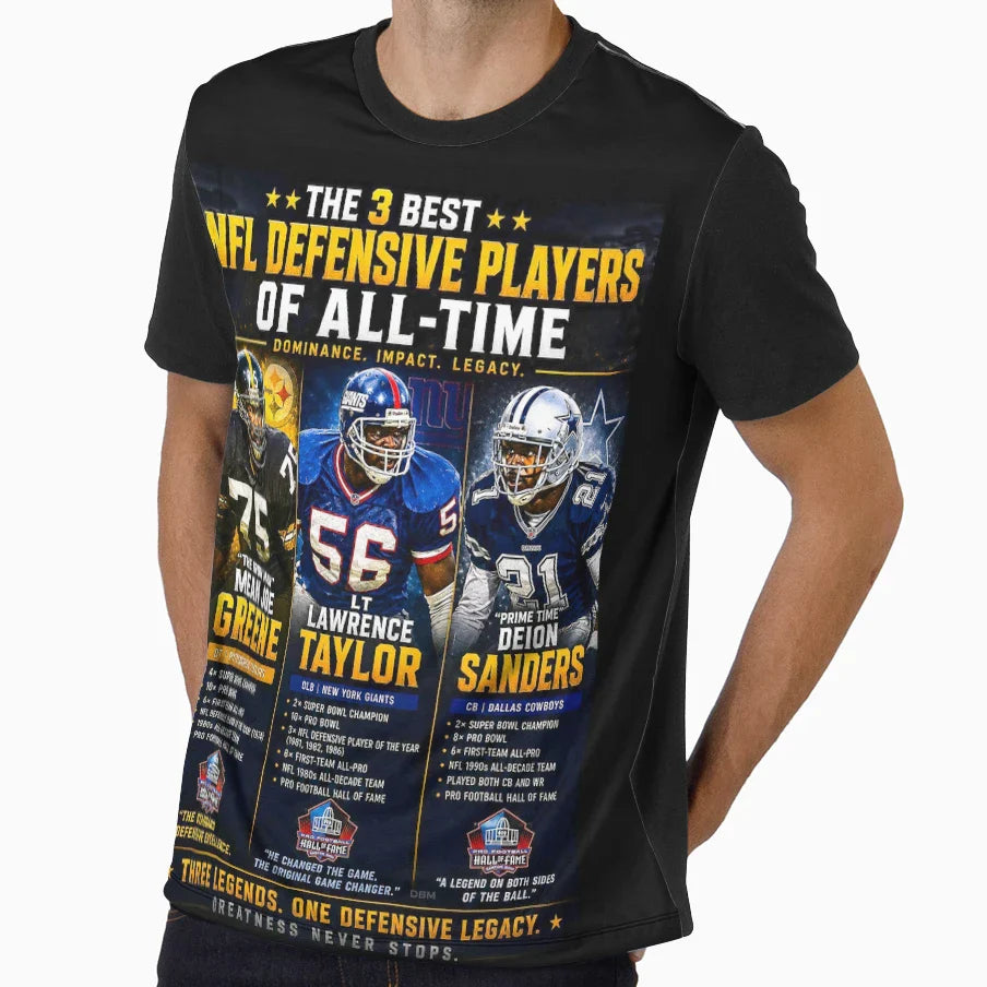 Pro Football 3 Best Defensive Players T-Shirt - Graphic Print for Adults