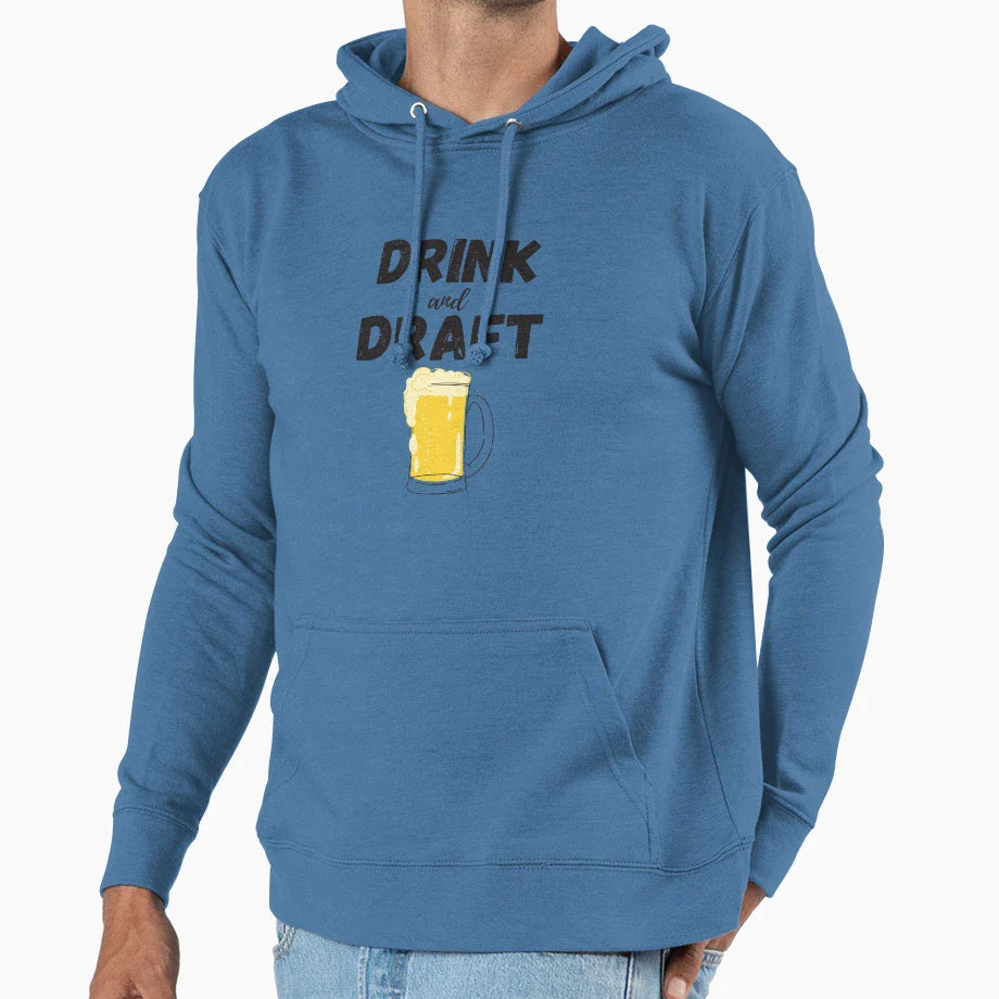 Drink And Draft Funny Fantasy Football Hoodie - Streetwear Style for Adults