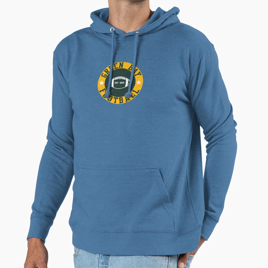Green Bay Football Hoodie - Minimalist Print for Adults