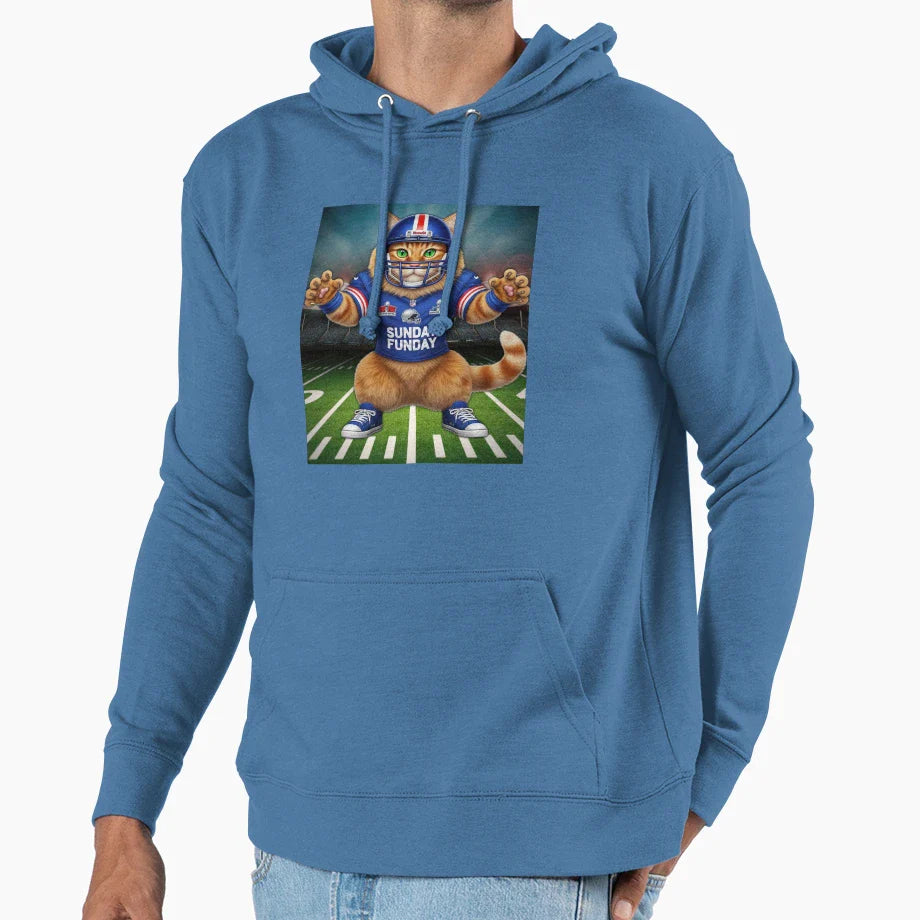 Super Bowl Cat Football Cat Sunday Hoodie - Novelty Apparel Men Women