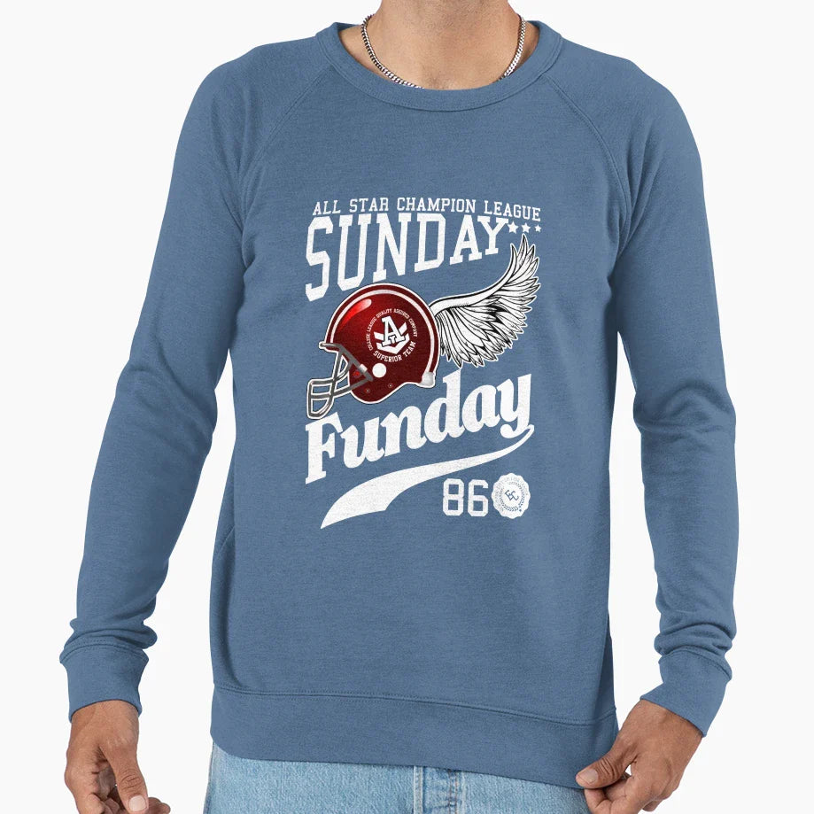 Sunday Funday Sports Wings Sweatshirt - Unique Graphic for Adults