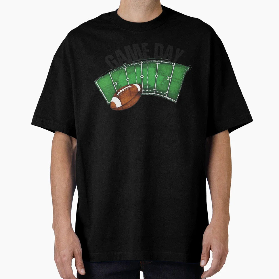 Game Day Football Field T-Shirt - Minimalist Print for Adults