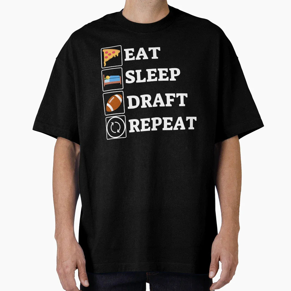 Eat Sleep Draft Repeat T-Shirt - Minimalist Print for Adults