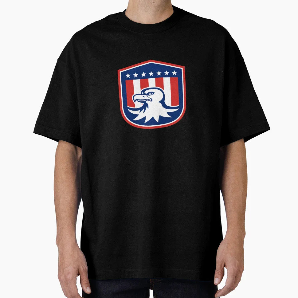American Bald Eagle Head Flag Shield T-Shirt - Graphic Print for Adults