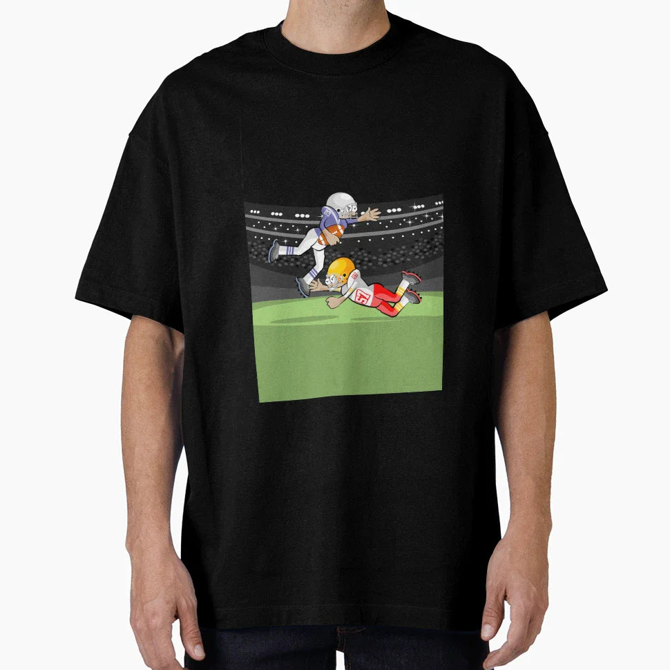 American Football Player Dodging Lock T-Shirt - Novelty Apparel for Adults