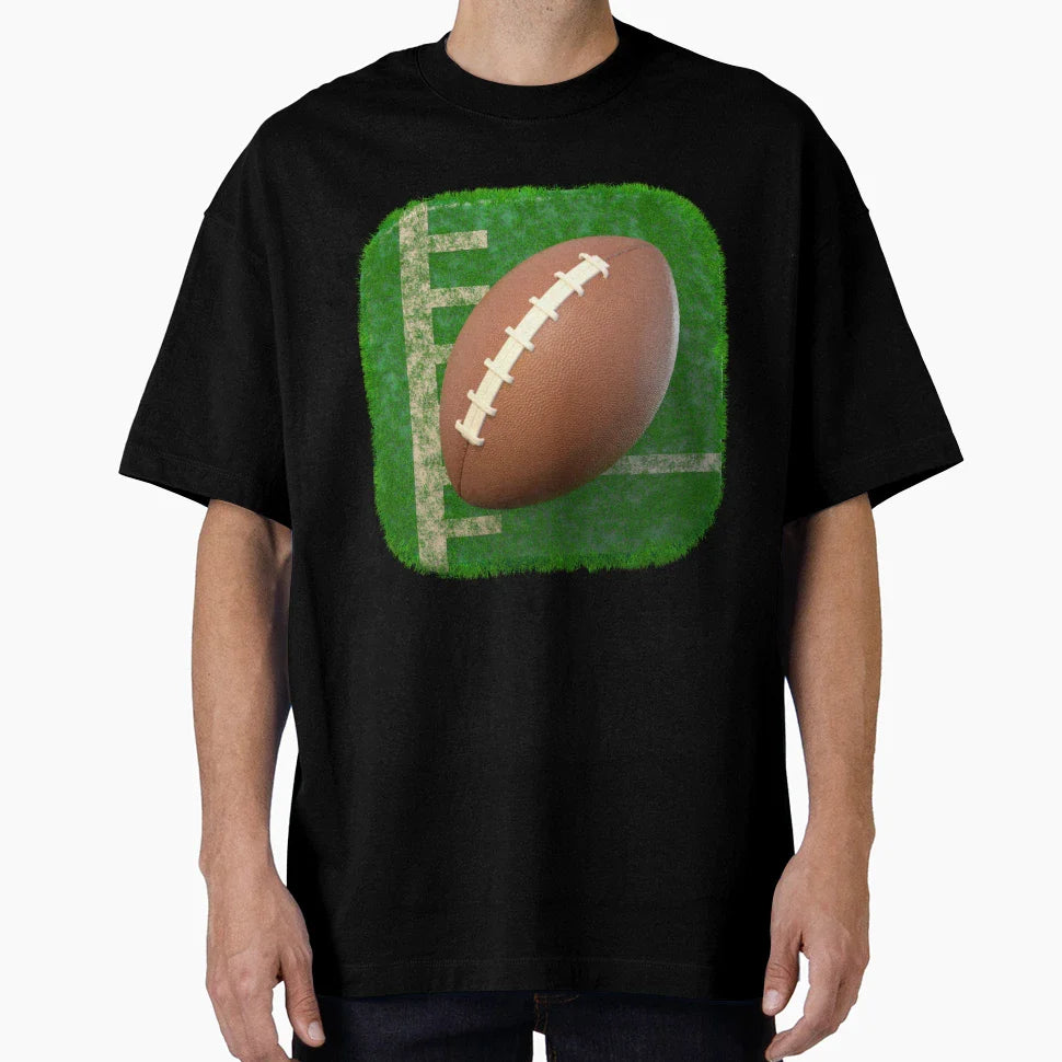 3D Football And Rugby Ball Square T-Shirt - Fun Novelty Design Unisex