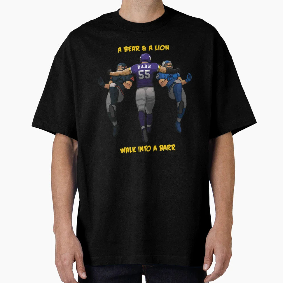 Bear Amp Lion Walk Into Barr T-Shirt - Casual Everyday Wear Men Women