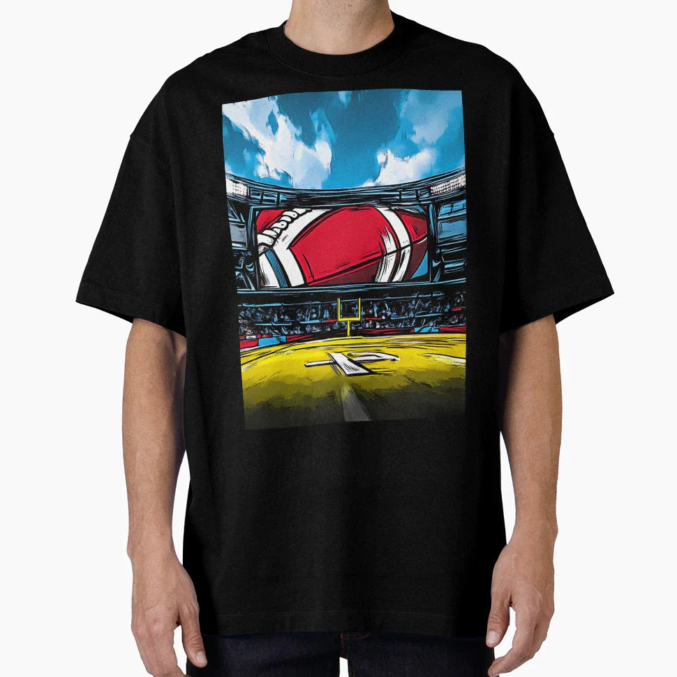 Illuminated Football Stadium Packed T-Shirt - Unique Graphic for Adults