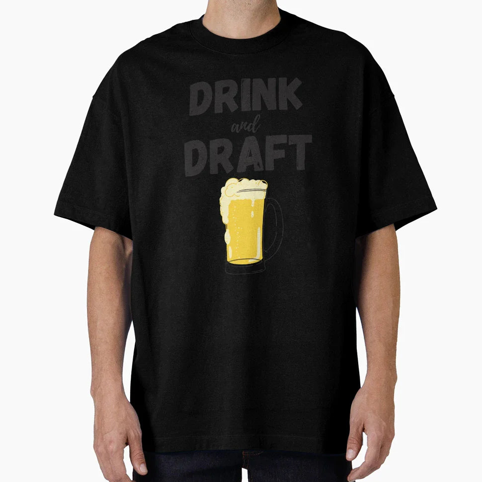 Drink And Draft Funny Fantasy T-Shirt - Casual Everyday Wear Men Women