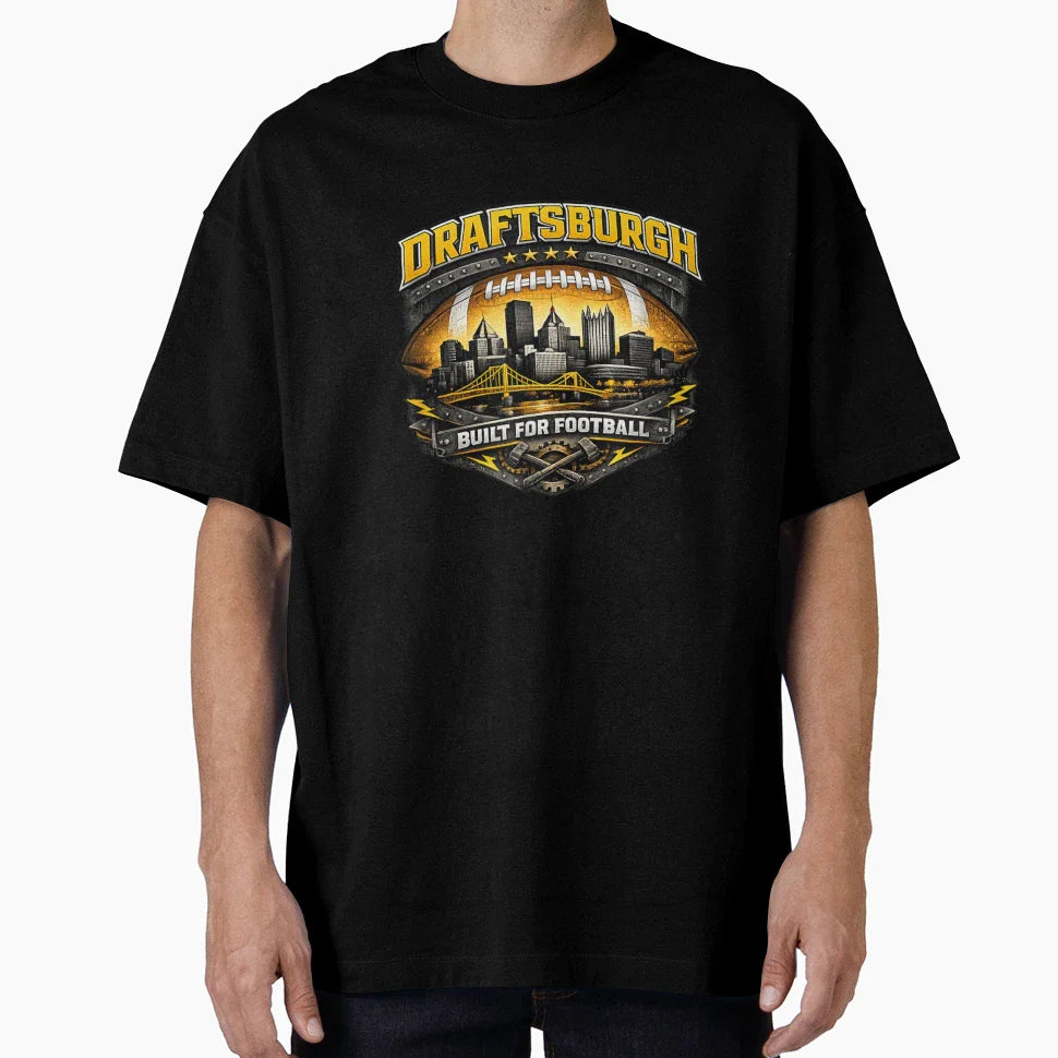 Draftsburgh Built Football Pittsburgh T-Shirt - Novelty Apparel Unisex