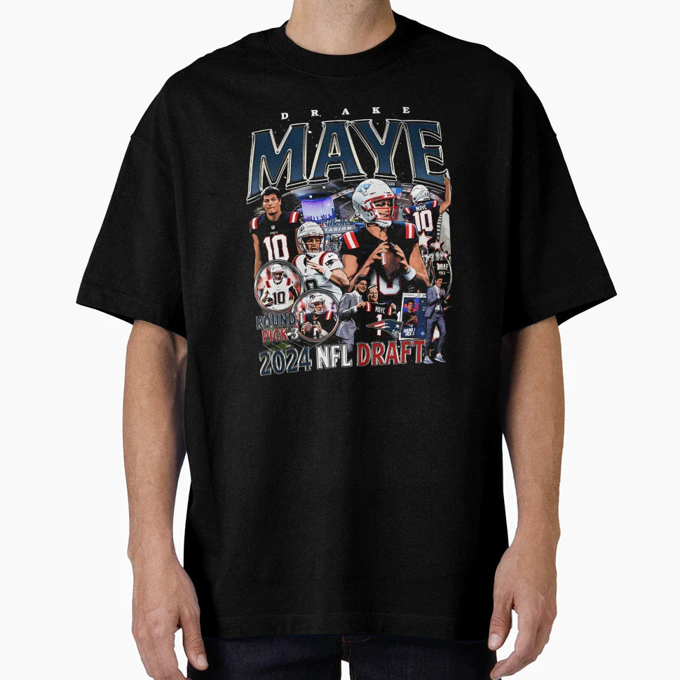 Drake Maye Bootleg Round Pick 2024 T-Shirt - Minimalist Print for Adults