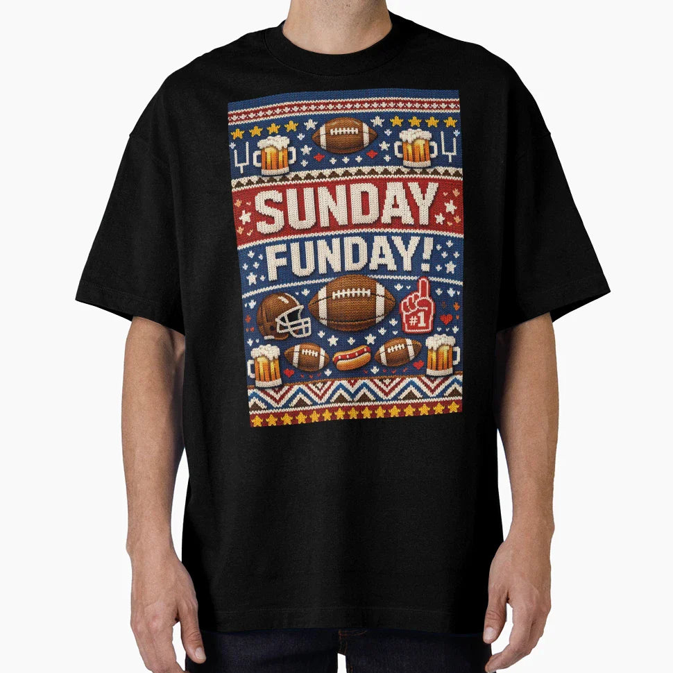 Sunday Funday American Football Knit T-Shirt - Trendy Graphic Unisex