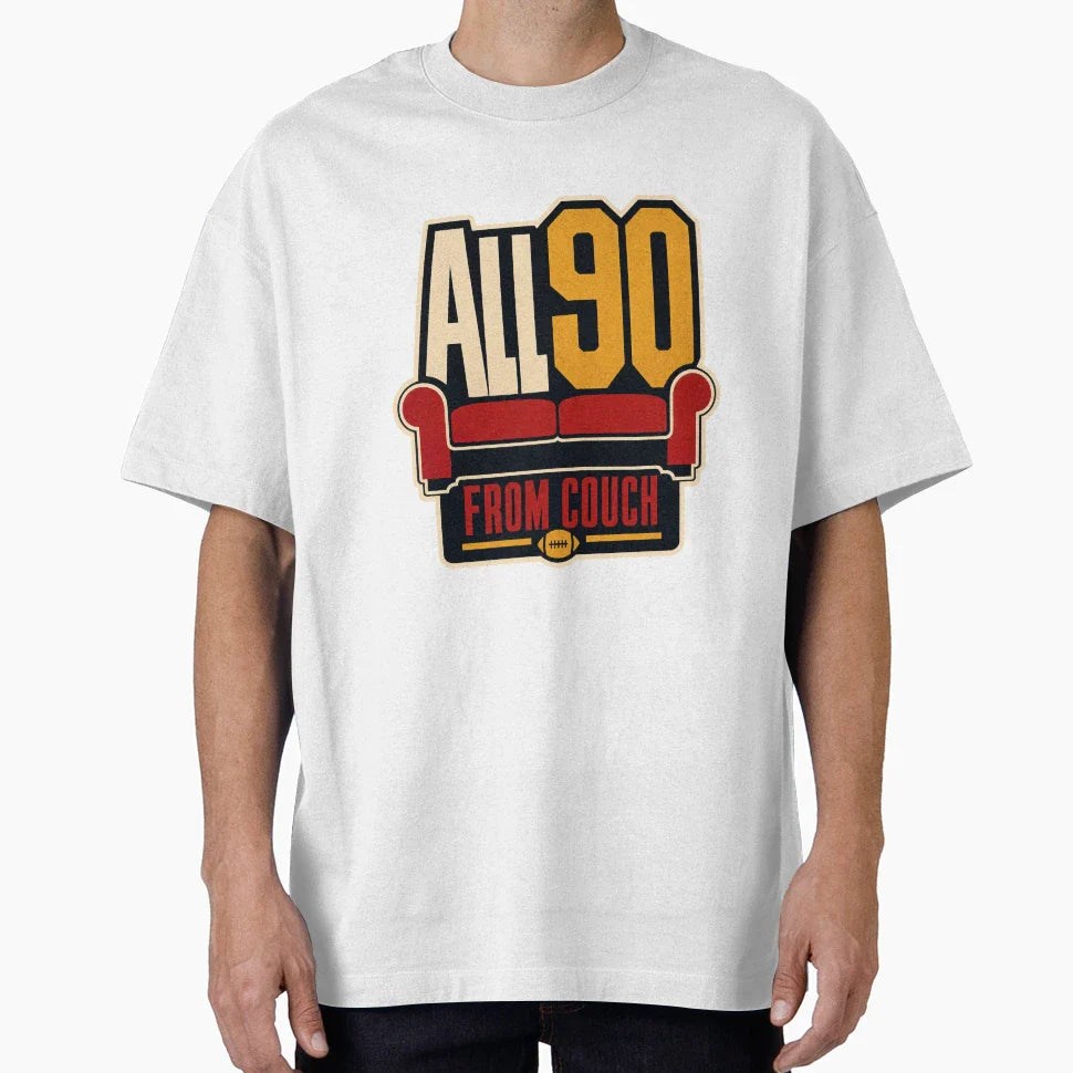 Football Watch Party All 90 From Couch T-Shirt - Graphic Print for Adults