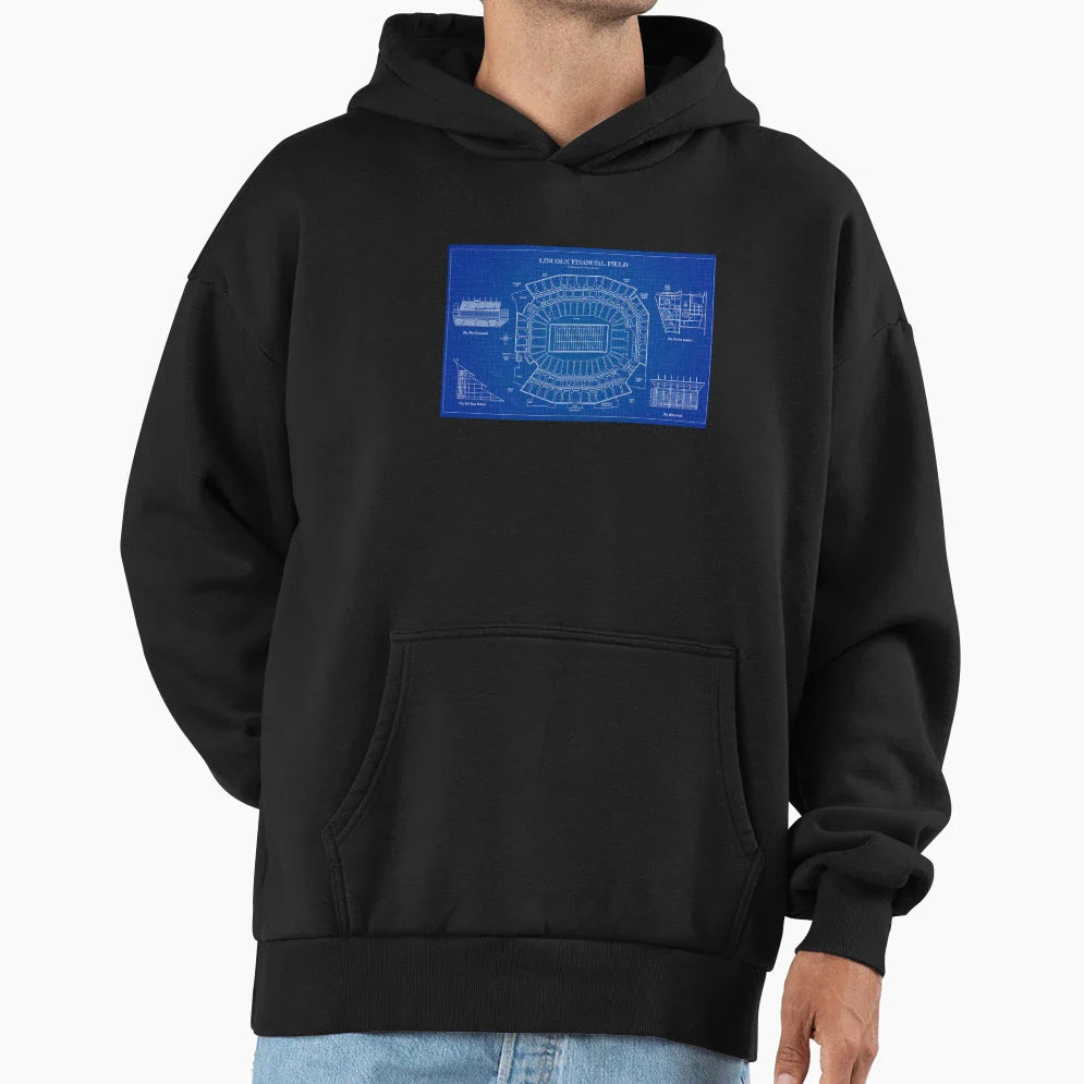 Lincoln Financial Field Blueprint Hoodie - Graphic Print Men Women