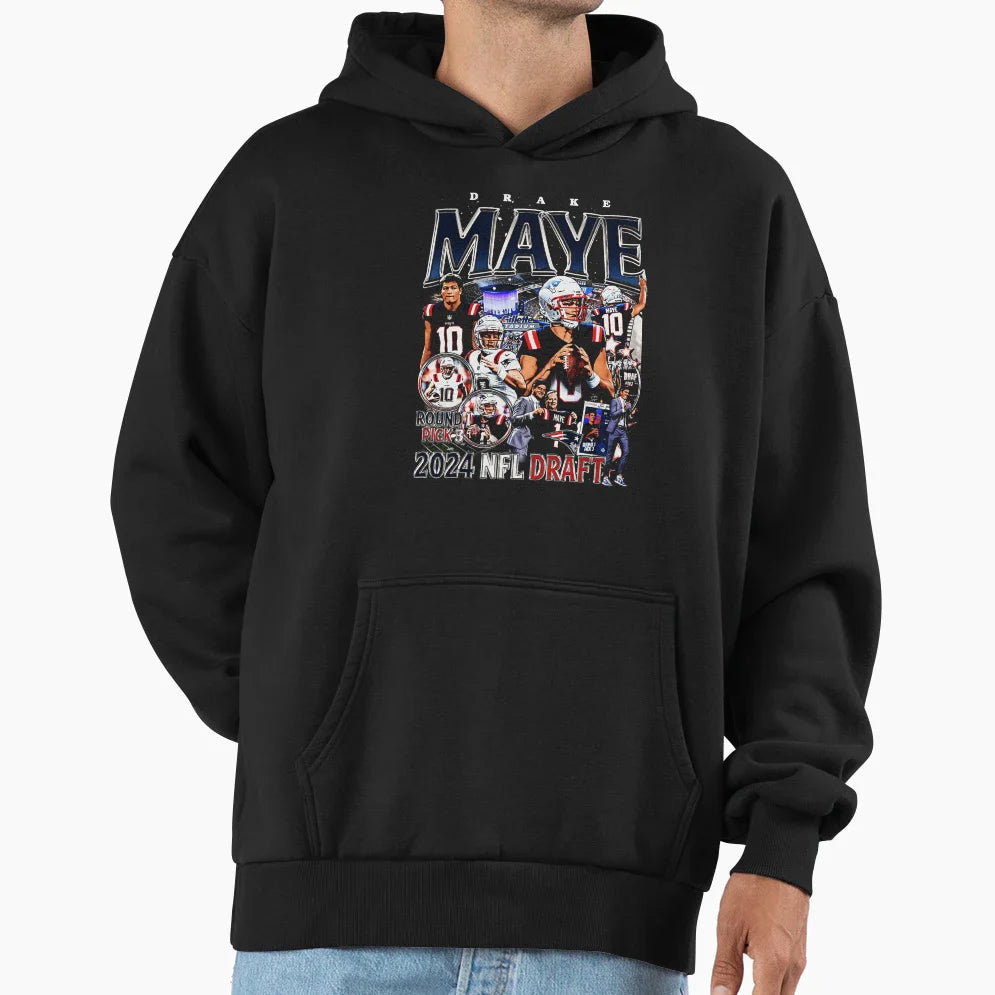 Drake Maye Bootleg Hoodie - Minimalist Print for Adults