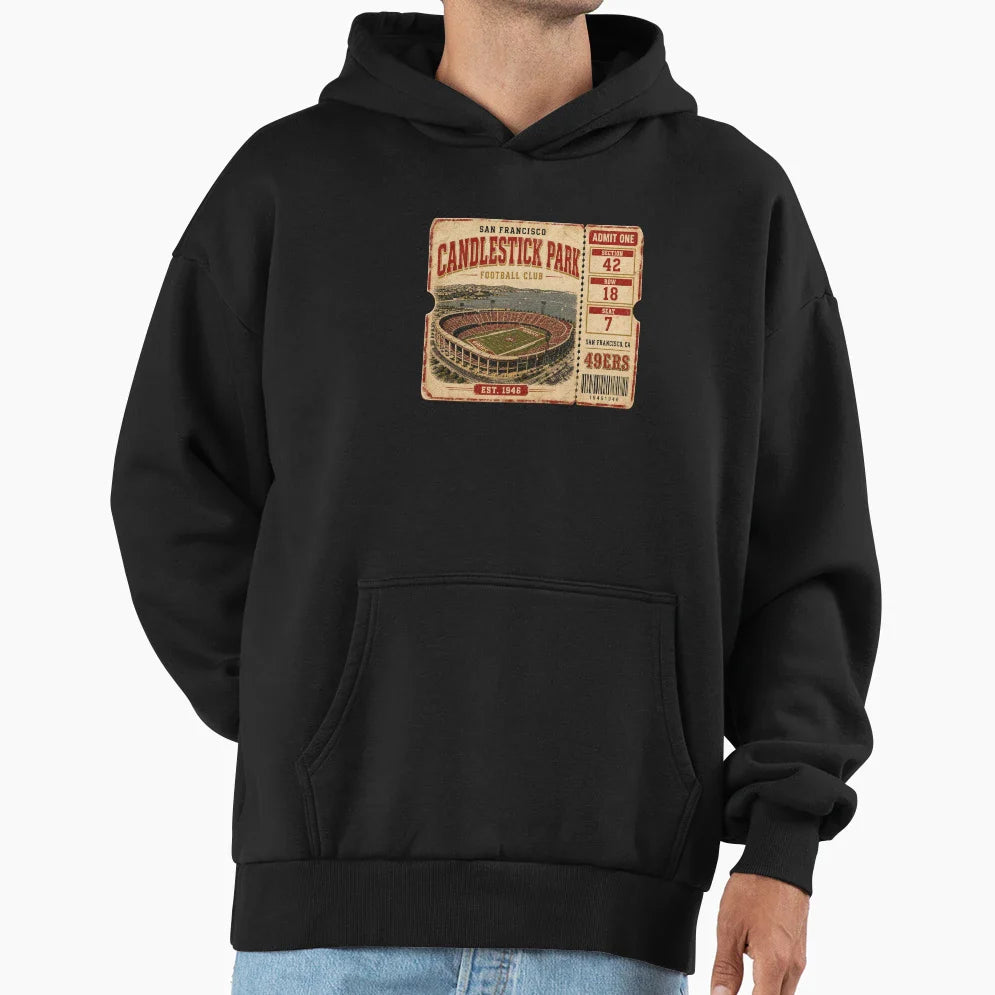 Candlestick Park Football Club Ticket T-Shirt - Trendy Graphic for Adults