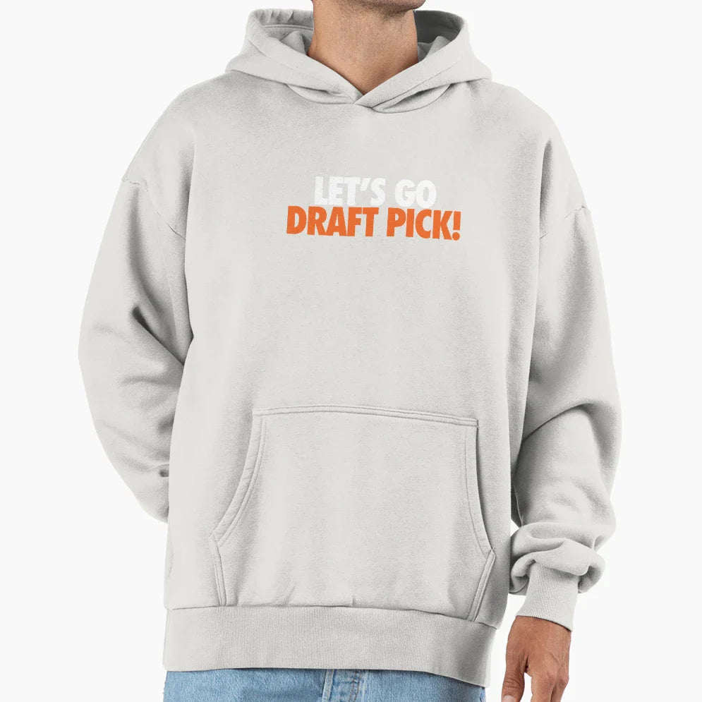 Lets Go Draft Pick Chi White Orange Hoodie - Minimalist Print for Adults