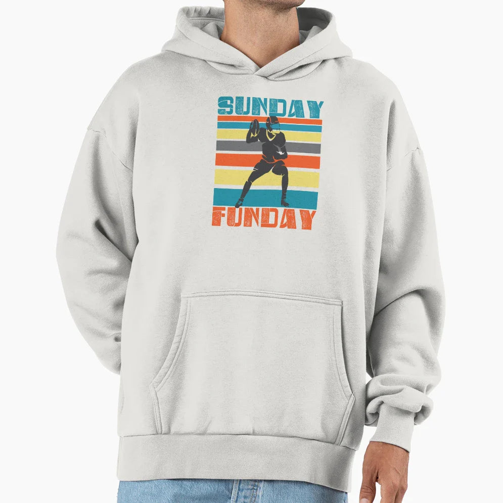 Sunday Funday Football Fans Football Hoodie - Minimalist Print for Adults