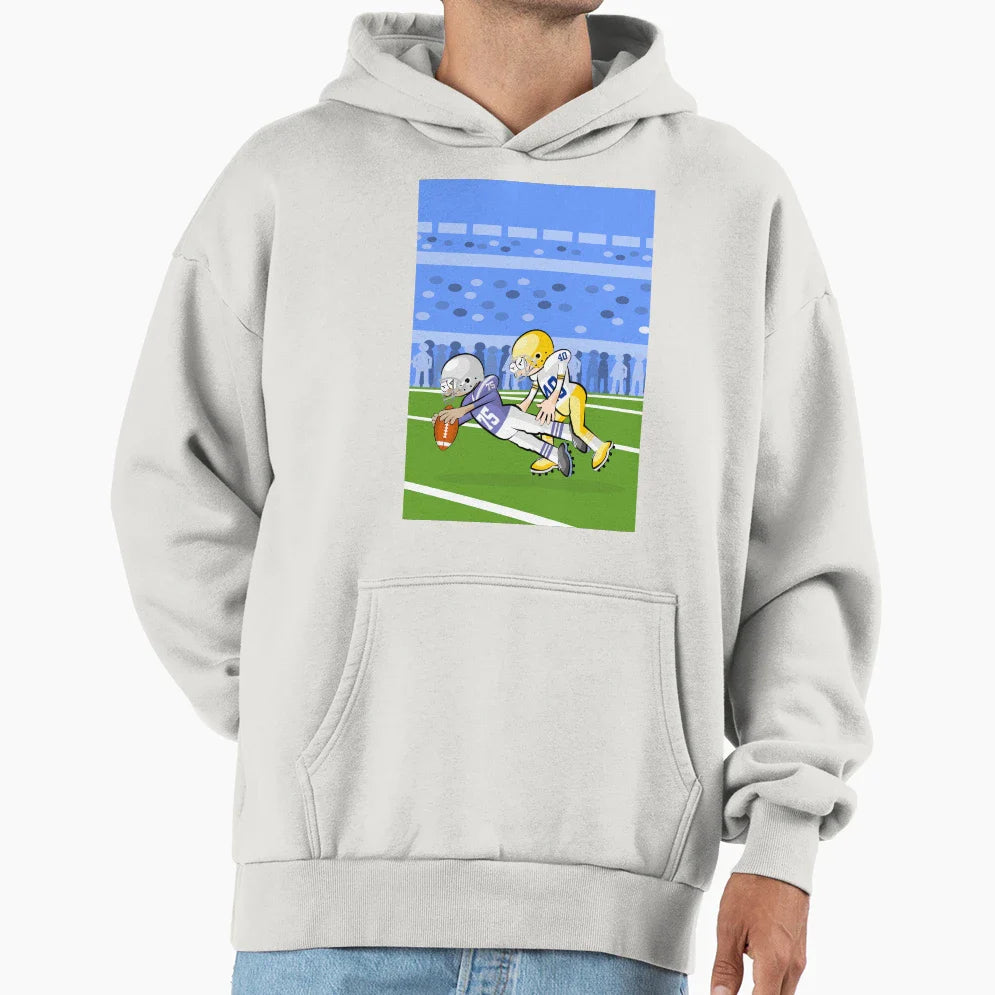 American Football Player Runs Fast Hoodie - Minimalist Print for Adults
