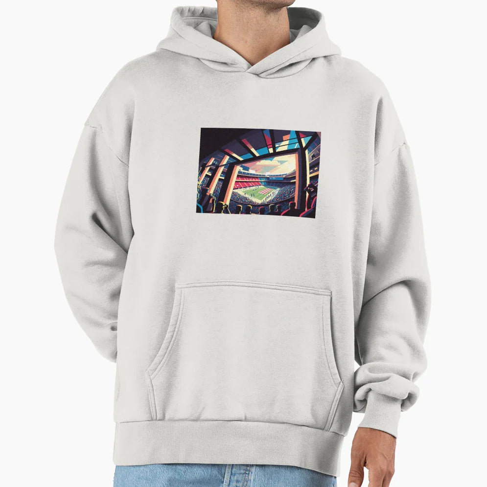 Colorful Soccer Stadium Hoodie - Unique Graphic Unisex