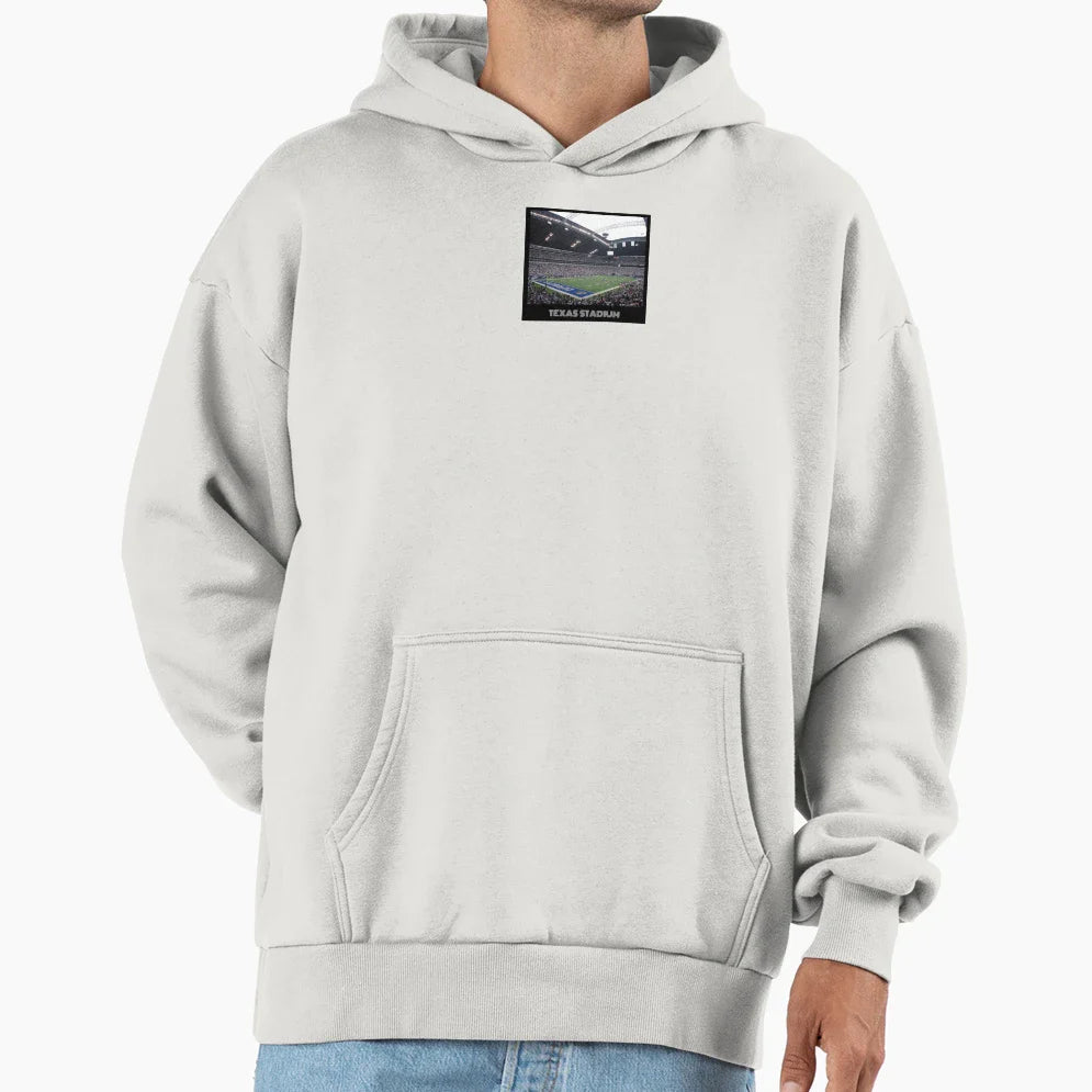 Texas Stadium Silver Hoodie - Minimalist Print for Adults