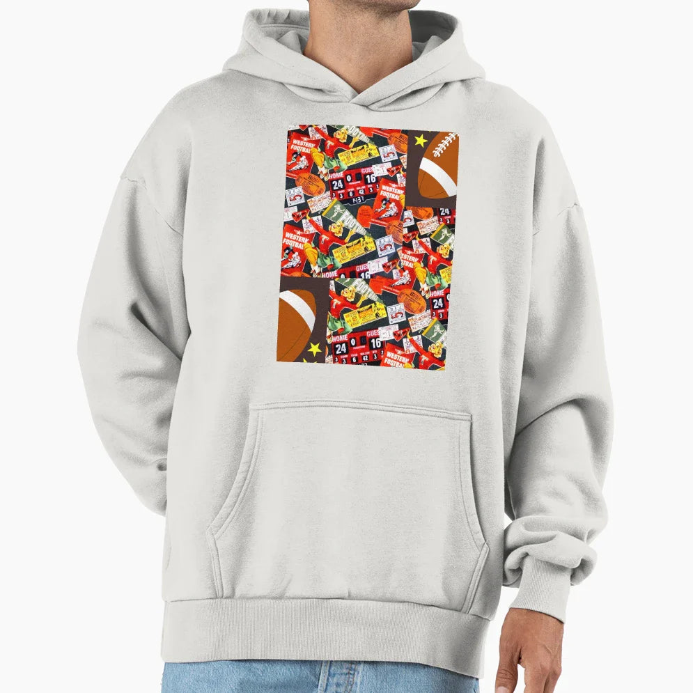 Football Game Patterns Hoodie - Fun Novelty Design for Adults