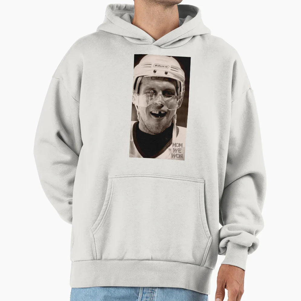Mom We Won Hockey Art Hoodie - Fun Novelty Design Unisex