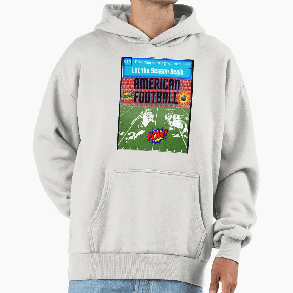 Let Season Begin American Football Comic Hoodie - Unique Graphic for Adults