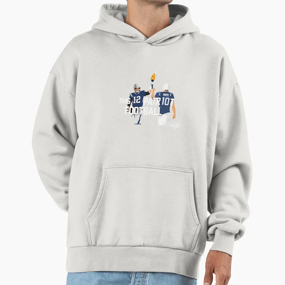 New England Football Brady And Maye TB Hoodie - Trendy Graphic for Adults