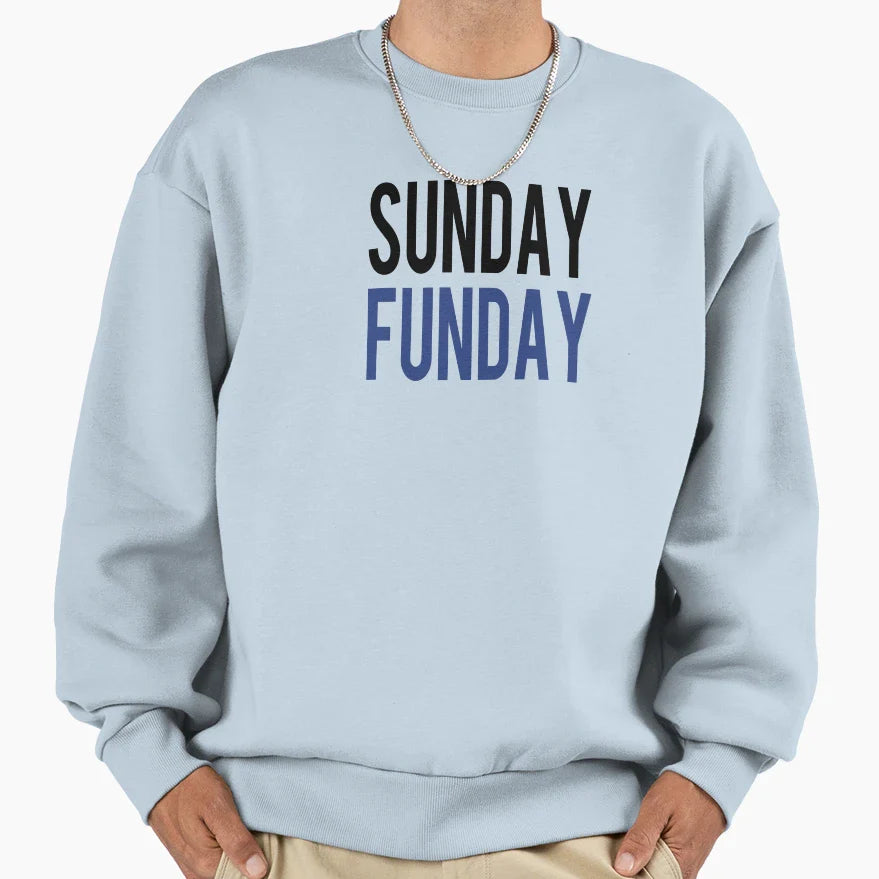 Sunday Funday Blue Sweatshirt - Trendy Graphic Unisex